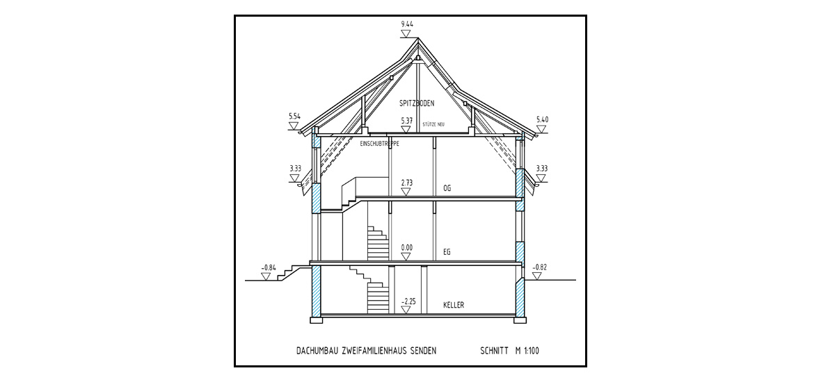 Dachausbau Zweifamilienhaus Senden